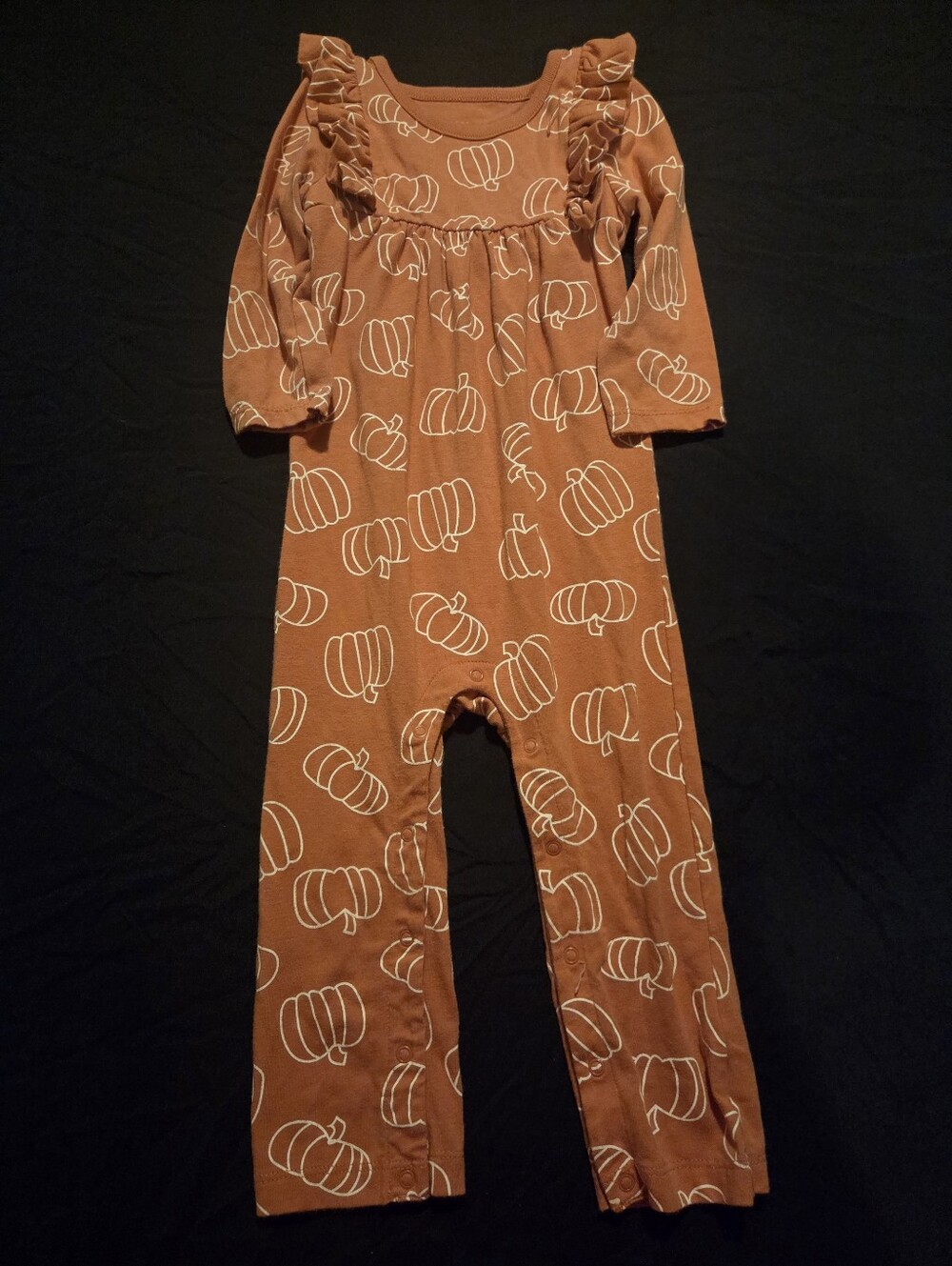 Cat & Jack Pumpkin-Print Orange Romper with Ruffles